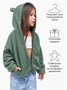 Кофта детская на молнии с подкладом и капюшоном с ушками Amarobaby BEAR, цвет зеленый AB-OD23-B12/13-98