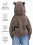 Кофта детская на молнии с подкладом и капюшоном с ушками Amarobaby BEAR, цвет коричневый AB-OD23-B12/12-98