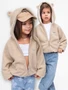Кофта детская на молнии с подкладом и капюшоном с ушками Amarobaby BEAR, цвет бежевый AB-OD23-B12/03-98