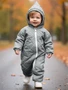 Комбинезон детский демисезонный стеганый с закрытыми ножками Amarobaby ELF, серый AB-OD23-6201EL-11-62