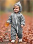 Комбинезон детский демисезонный стеганый с закрытыми ножками Amarobaby ELF, серый AB-OD23-6201EL-11-62