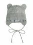 Шапка детская вязаная Amarobaby Pure Love BEAR WINTER, зимняя, с утеплителем, серая AB-OD22-PLBW16/11-38