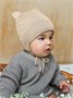 Шапка детская вязаная Amarobaby Pure Love BEAR WINTER, зимняя, с утеплителем, бежевая AB-OD22-PLBW16/03-38