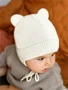 Шапка детская вязаная Amarobaby Pure Love BEAR WINTER, зимняя, с утеплителем, молочная AB-OD22-PLBW16/33-38
