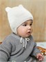 Шапка детская вязаная Amarobaby Pure Love BEAR WINTER, зимняя, с утеплителем, молочная AB-OD22-PLBW16/33-38