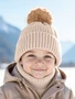 Шапка детская вязаная с помпоном Amarobaby Pure Love Muffin, демисезонная, бежевый AB-OD22-PLM16/03-38