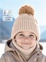 Шапка детская вязаная с помпоном Amarobaby Pure Love Muffin, демисезонная, бежевый AB-OD22-PLM16/03-38