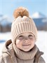 Шапка детская вязаная с помпоном Amarobaby Pure Love Muffin, демисезонная, бежевый AB-OD22-PLM16/03-38
