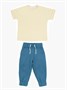 Костюм детский Amarobaby JUMP (футболка,брюки), кремовый/синий AB-OD21-JUMP22/0220-92