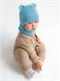 Шапка детская вязаная Amarobaby Pure Love BEAR, голубой, демисезонная, с подкладом AB-OD21-PLB16/19-38