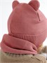 Шапка детская вязаная Amarobaby Pure Love BEAR, розовый, демисезонная, с подкладом AB-OD21-PLB16/06-38