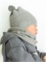 Шапка детская вязаная Amarobaby Pure Love POMPONY, серый, демисезонная, с подкладом AB-OD21-PLP16/11-38