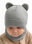 Шапка детская вязаная Amarobaby Pure Love BEAR, серый, демисезонная, с подкладом AB-OD21-PLB16/11-38