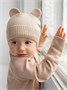 Шапка детская вязаная Amarobaby Pure Love BEAR, песочный, демисезонная, с подкладом AB-OD21-PLB16/03-38