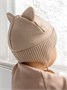 Шапка детская вязаная Amarobaby Pure Love BEAR, песочный, демисезонная, с подкладом AB-OD21-PLB16/03-38