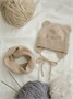 Шапка детская вязаная Amarobaby Pure Love BEAR, песочный, демисезонная, с подкладом AB-OD21-PLB16/03-38