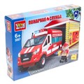 Конструктор ПОЖАРНАЯ ГАЗЕЛЬ с гаражом, 110 дет. Город мастеров 3567-KK