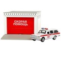 Модель пластик ГАРАЖ СКОРАЯ ПОМОЩЬ 20,5 см, ГАЗ-2402, бел, кор. Технопарк GARAGESMA-20PLAMB-GAZ